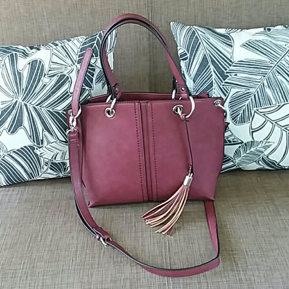 Burgundy handbag